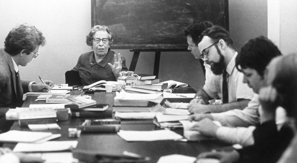 Hannah Arendt teaching at the New School for Social Research.