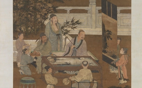‘’The Eighteen Scholars’’ by an anonymous Ming Dynasty artist. The painting depicts the eighteen erudite Confucian scholars gathered by Emperor Taizong of Tang, when he established the Institute of Literary Studies